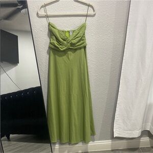 Blue Rain Strapless Olive Dress